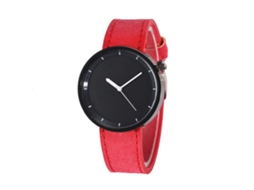 Relógio de pulso moderno em liga metálica com pulseira de couro PU (vermelho)