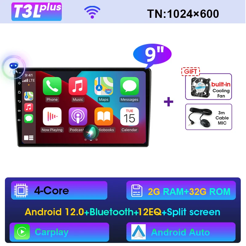 (t3l Plus Fs De 9 Polegadas) Sistema Multimídia Automotivo Android 2d, Compatível Com Nissan, Kia, Honda E Gm.