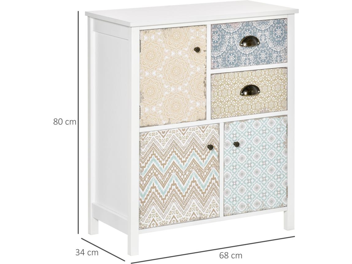 Cómoda Mdf e Madeira Cor Multicor 68x34x80 cm Homcom