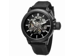 Reloj Hombre Automático Mecánico Con Correa De Silicona Y Diseño Hollow Out Negro