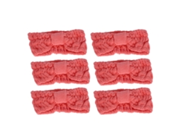 6 Faixas Cabelo Microfibra Rosa Laço Elástico