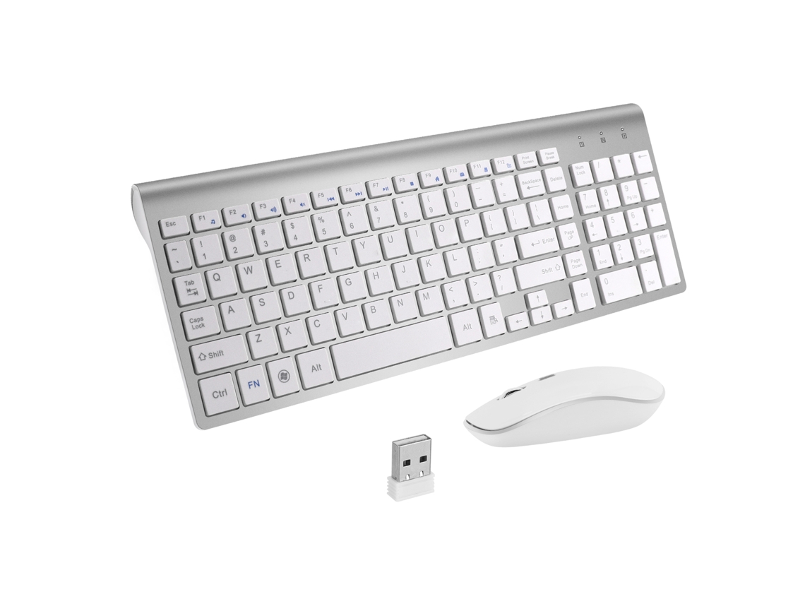 Conjunto De Teclado E Mouse Sem Fios Prateado, Design Ergonômico, Operação Silenciosa, Compatível Com Computadores E Notebooks