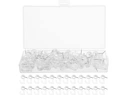 Gancho de parede transparente com Tachinhas Fuoyloo, 100 unidades, suporte seguro para quadros Cortiça e White.