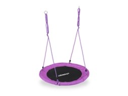 Baloiço Relaxdays, Redondo, Para Crianças E Adultos, Ajustável, Ø 90 Cm, Baloiço De Jardim, Até 100 Kg, Roxo