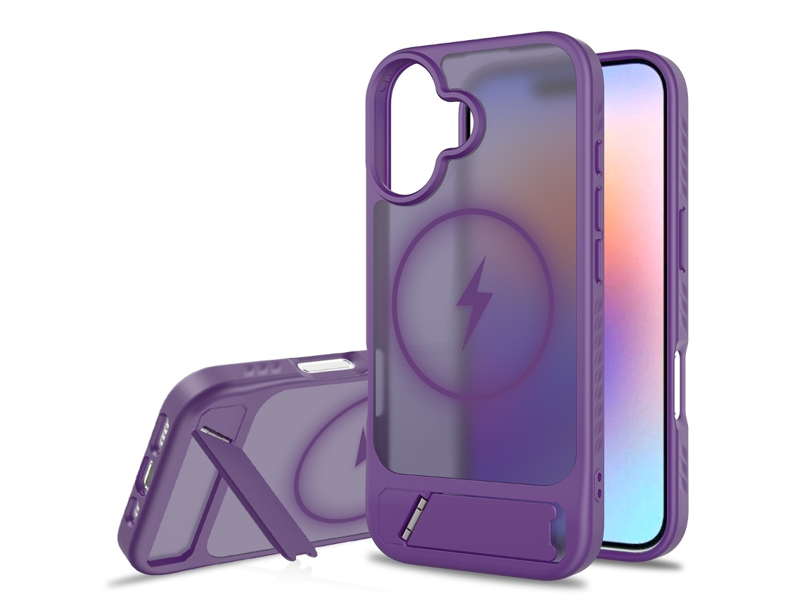 Compatível Com Iphone 17 Capa Com Suporte Magnético 2 Em 1, Toque Aveludado, Suporte Invisível Fosco (roxo Escuro)