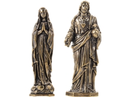 Conjunto 2 Estatuetas Católicas Sólidas Fáceis Montar Latão Banhado Decoração Retrô Elegante Escultura GOKOCO