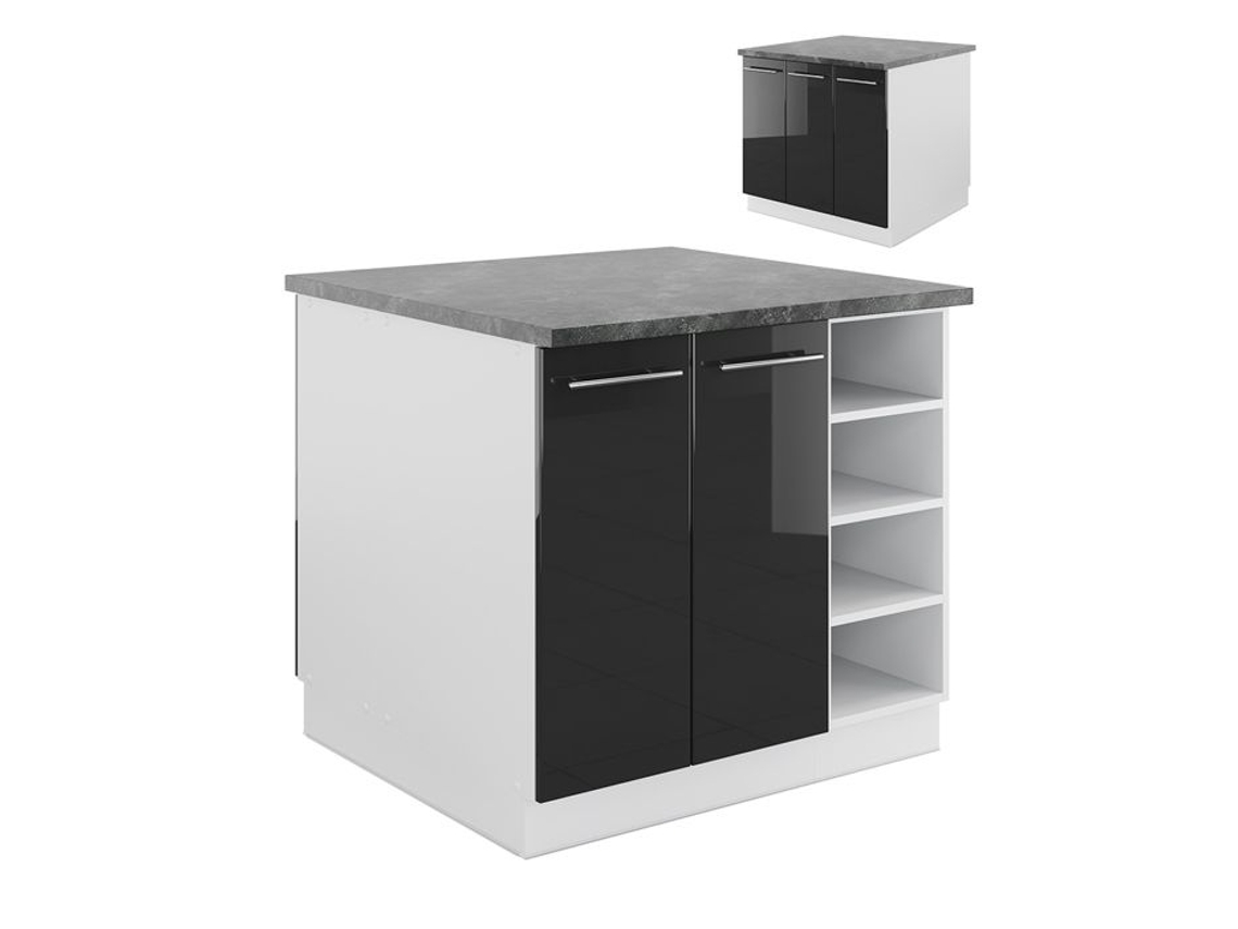 Ilha de cozinha VICCO Fame-Line, antracite brilhante/branco, 90 cm sem bancada