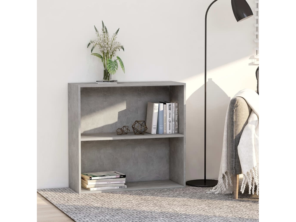 Vidaxl Estante 2 Prateleiras 80x30x76,5cm Contraplac. Cinzento Cimento