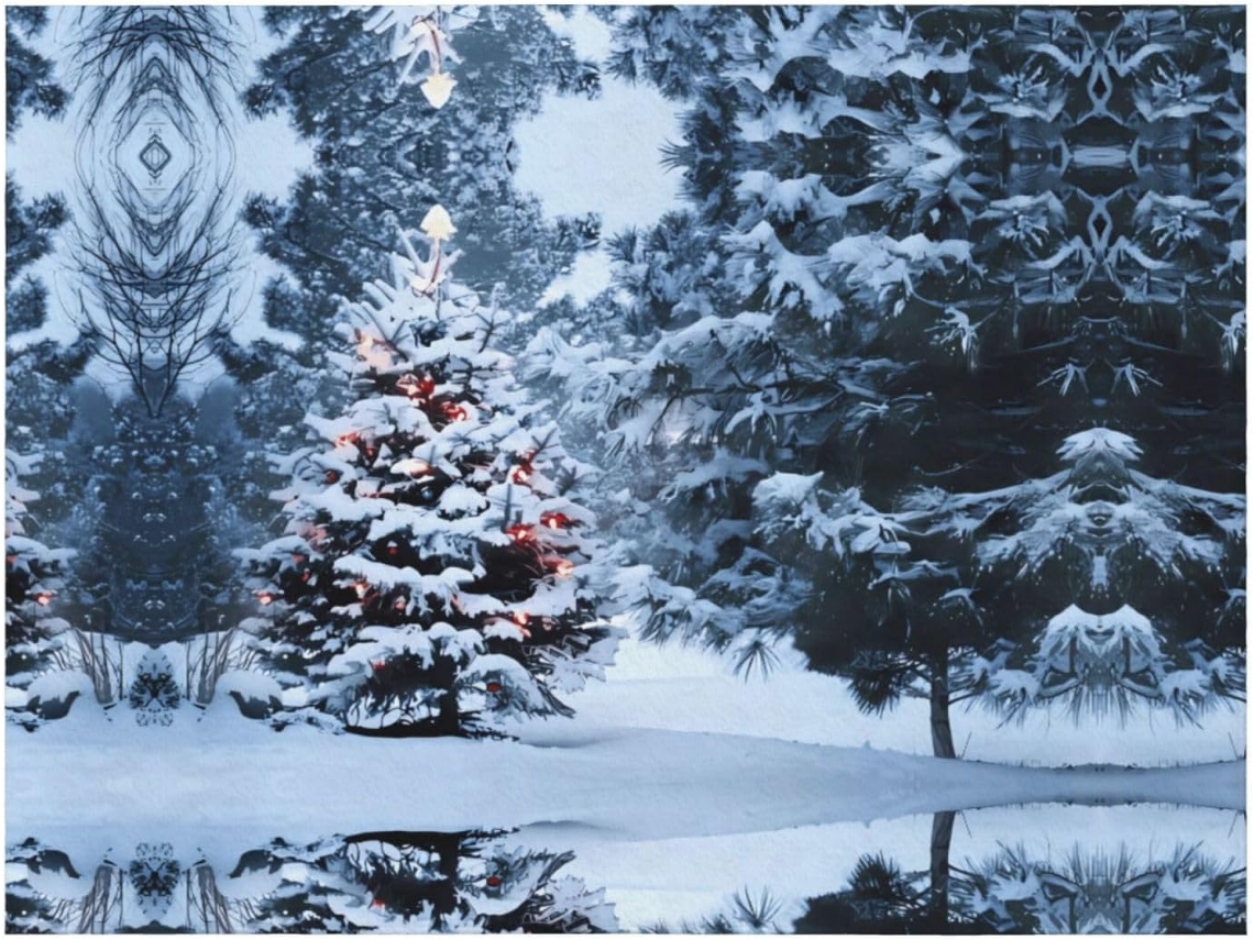 Colcha de Flanela com Estampa Árvore Natal e Neve Macia Aconchegante para Sofá Quarto 101 6 X 76 2 Cm, Macio