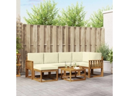 Vidaxl Conjunto De Sofás Para Exterior 7 Pcs Natural E Creme