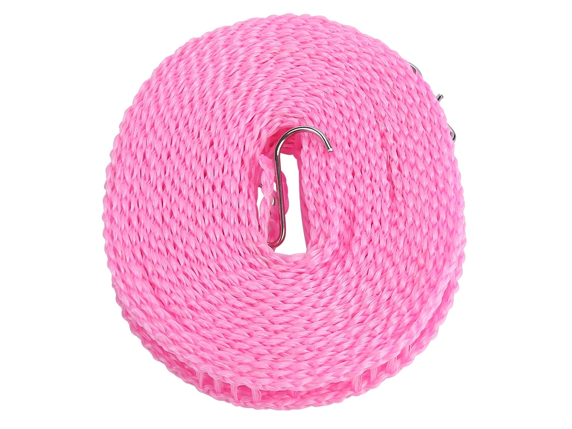 Linha de Secar Roupa Portátil Exterior Rosa 5m