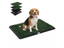Caixa de areia para cães, com grama artificial lavável, preta, 76x50,5cm, verde S/MARCA