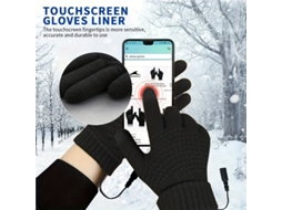 Cinza Tengoo Luvas Térmicas Inverno Aquecimento Usb Tela Sensível Toque Ajustável 40-50°c Almofada Removível Cabo Flexível