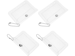 Bolsos Transparentes Para Fichário De 5 Argolas, Pacote Com 4 Unidades, Impermeáveis, Organizador Destacável Para