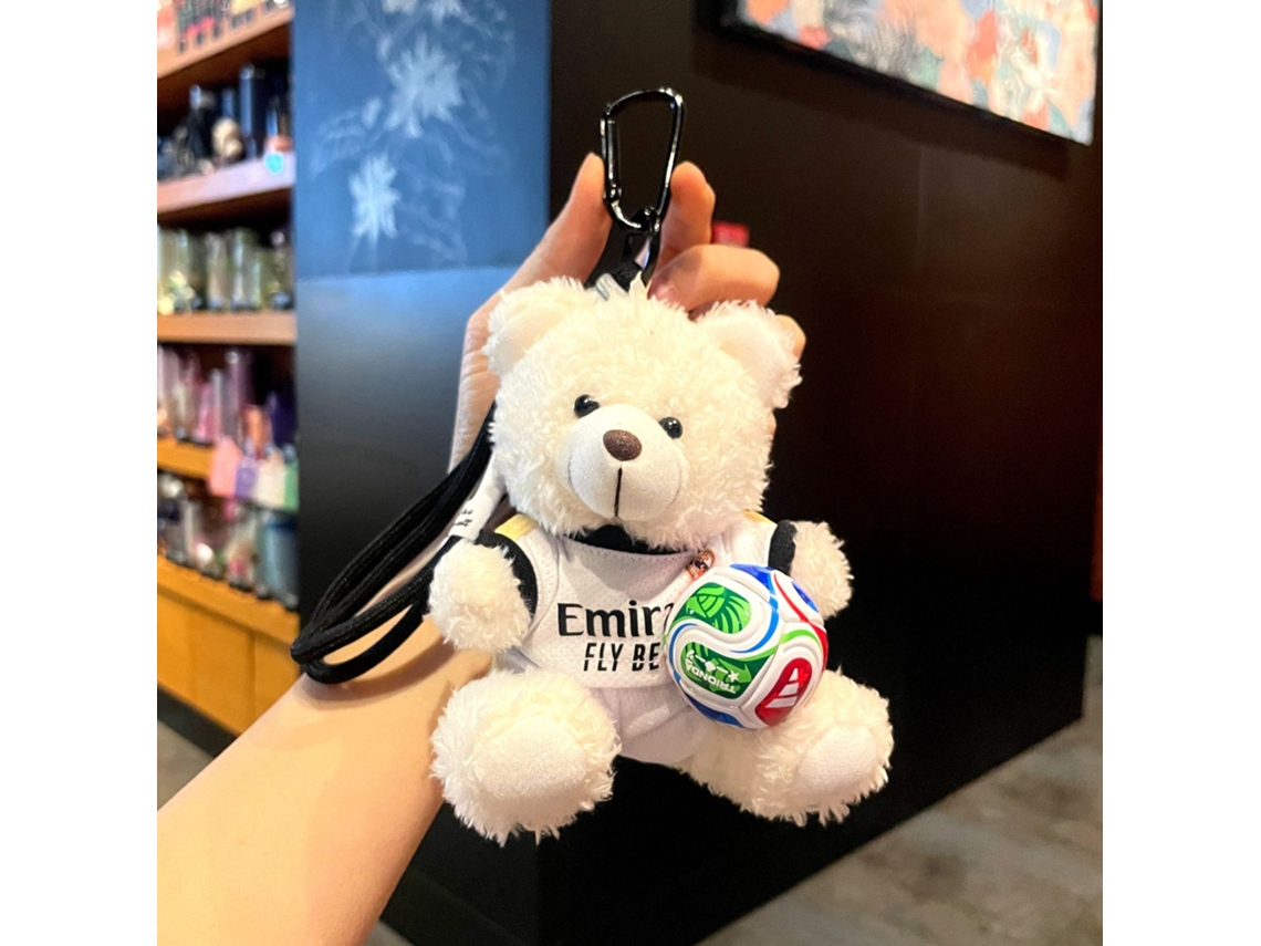 Chaveiro Urso Peluche Real Madrid, bola colorida, colecionável, STELASPLEN