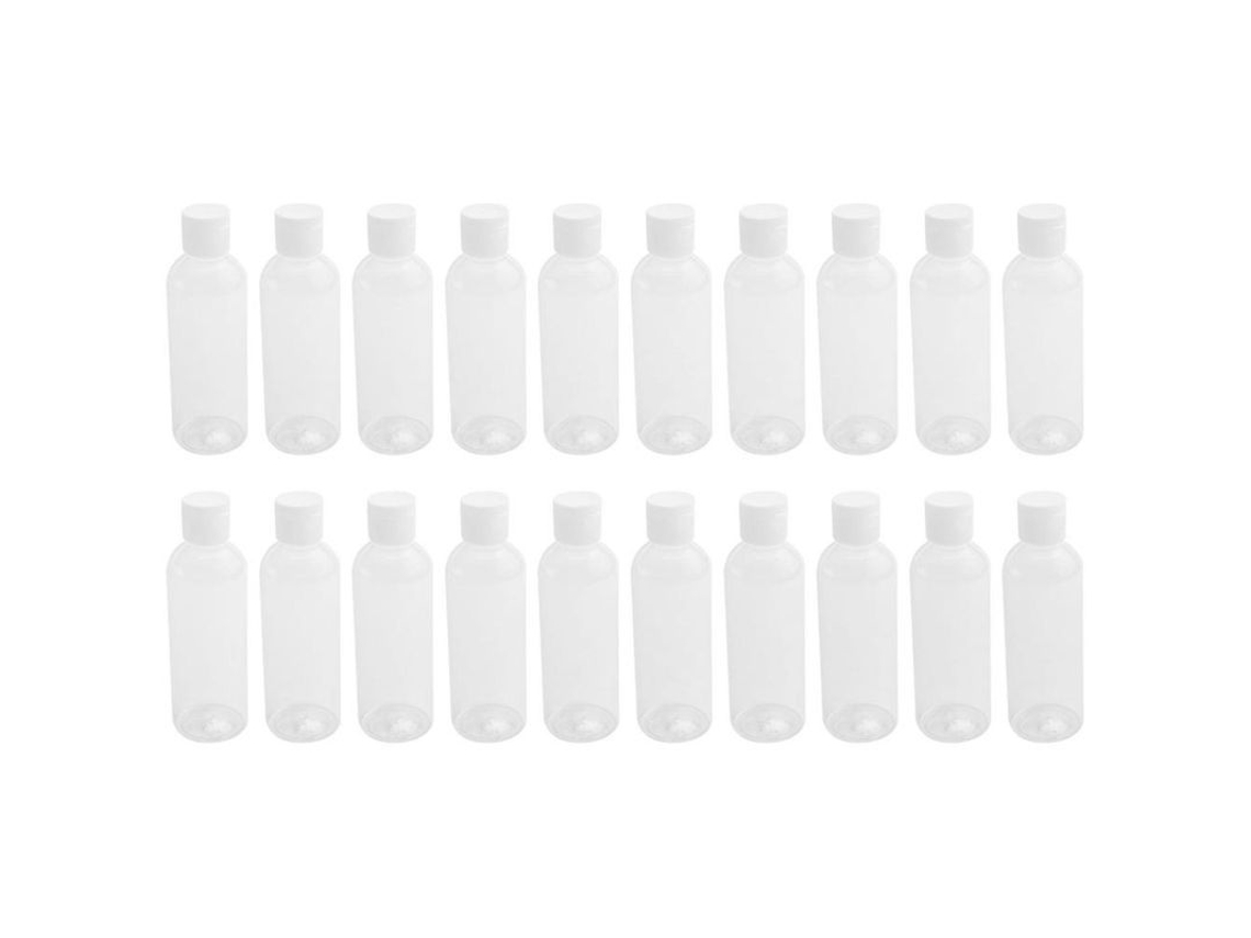 20 Frascos de Shampoo Plástico 100ml para Viagem Cosméticos Lotion Transparente Branco Jzj