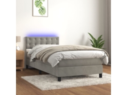 Vidaxl Cama Box Spring C/ Colchão/led 90x190 Cm Veludo Cinzento claro