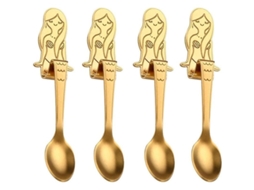 2026 cucharas Sirena de Acero Inoxidable 304 para Café Té Postre Bebida Pack de 4 Oro