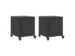 Bedside Cabinet, Bedside Cabinets Vidaxl Preto Aço (n/a)