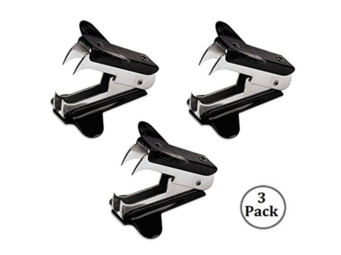 Grampeador, Removedor De Grampos, Cabo Extra Largo, Garras De Aço, Pacote Com 3, Preto Aquaforge