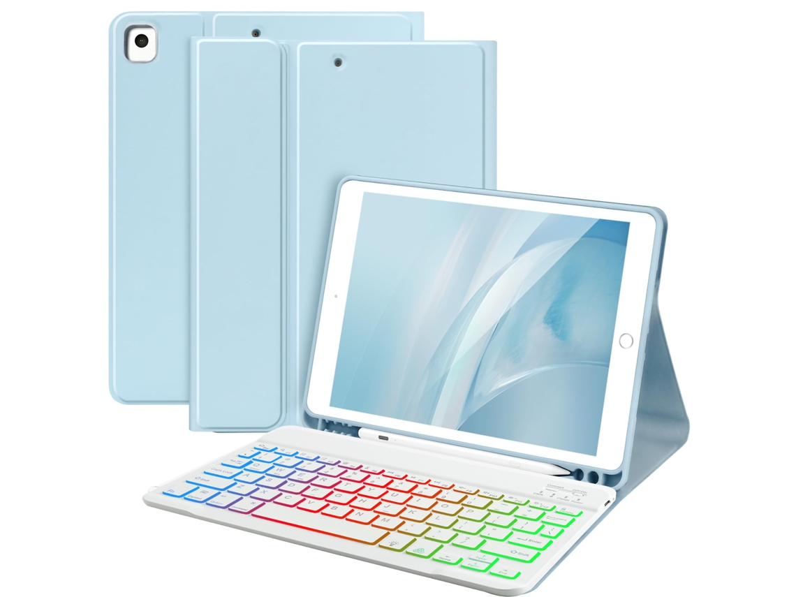 Capa Teclado Bluetooth Czhhmart Para Ipad Pro 11 (a16) 2025 Polegadas, Teclado Retroiluminado Magnético (azul Celeste)