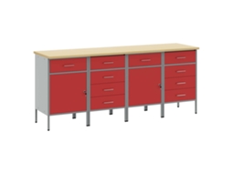Vidaxl Armário De Trabalho 4 Unid. Vermelho E Cinza 200 X 55 X 85 Cm