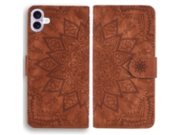 Capa Em Couro Pu, Para Iphone 16 Plus - Cor Castanho