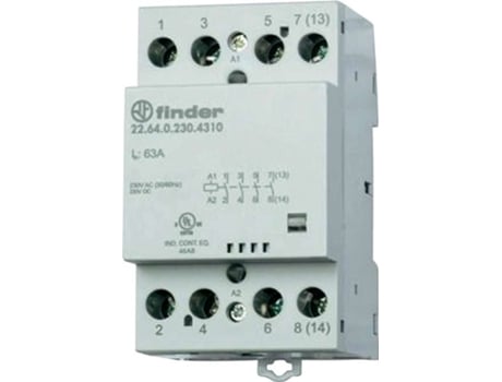 Contator de instalação 22.64.0.024.4310 4 contatos NA 63/4/1,2 A (22.64.0.024.4310) Finder (30/110/220 V)