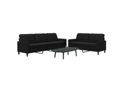 Vidaxl 2 Pcs Conjunto De Sofás Com Almofadões Veludo Preto