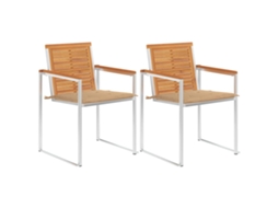 Vidaxl Cadeiras De Jardim Com Almofadões 2 Pcs Acácia Maciça E Aço
