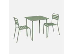 Mesa de jardim em metal com 2 cadeiras, Verde SWEEEK