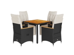 Maison Exclusive - 5 Pcs Conjunto Bistrô De Jardim C/ Almofadões Vime Pe Preto