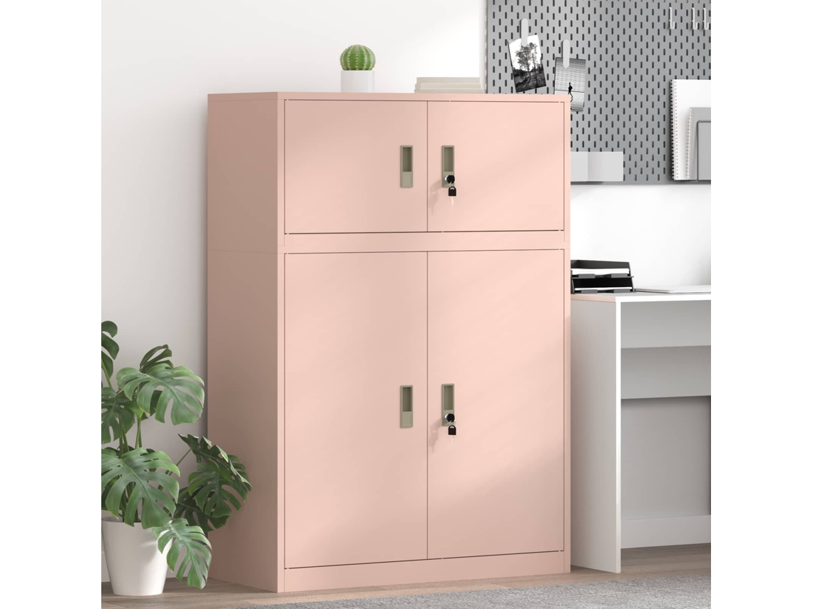 Vidaxl Armário De Arrumação 2 Unid. Rosa 90 X 40 X 130 Cm Aço