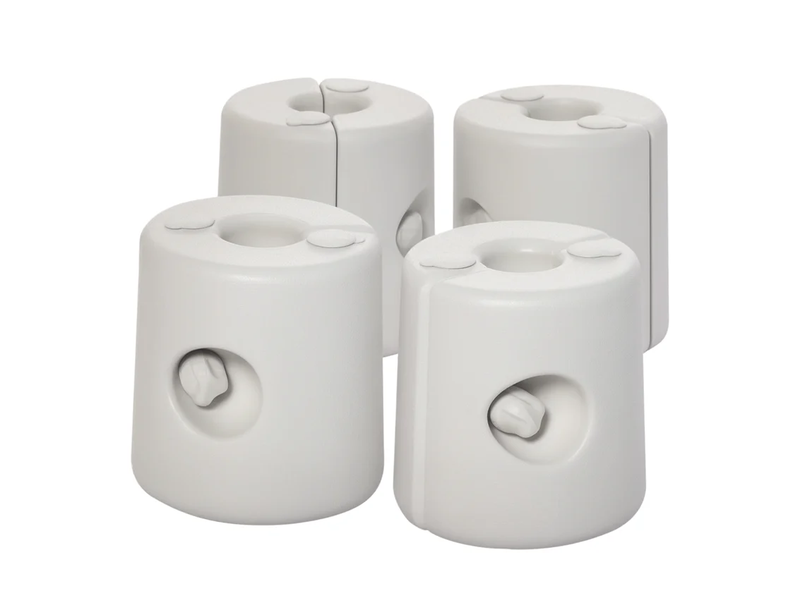 Conjunto de 4 Pesos para Tendas Dobráveis Suportes Enchíveis com 9 Kg de Água com Maçanetas de Fixação Ø22/24x25 Cm Branco Ge