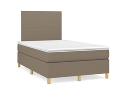 Vidaxl Cama Boxspring C/ Colchão 120x190cm Tecido Castanho-acinzentado