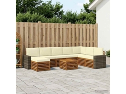 Vidaxl Conjunto De Sofás Para Exterior 9 Unid. Natural E Creme