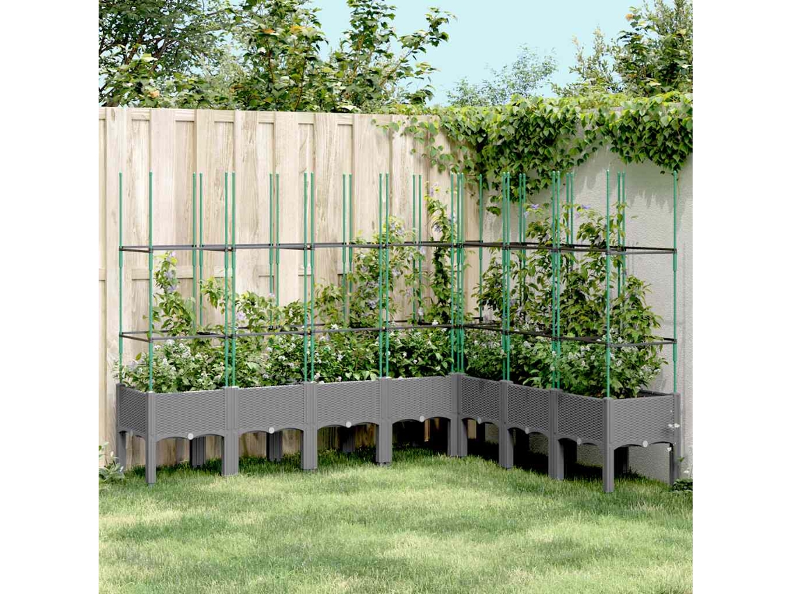 Vidaxl Vaso/floreira Jardim C/ Treliça 200x160x142,5 Cm Pp Cinza-claro
