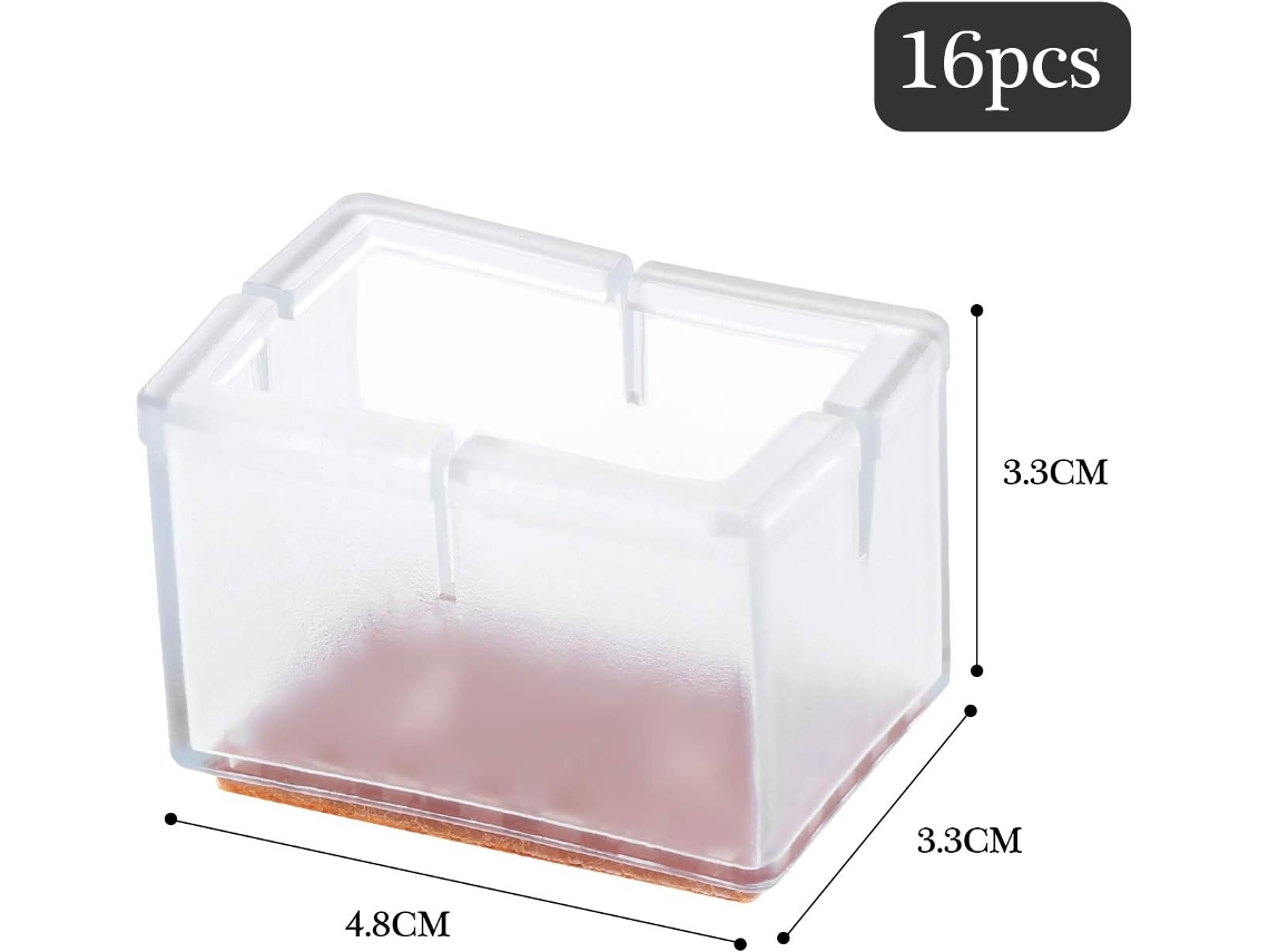 Conjunto De 16 Capas Retangulares De Pvc Antiderrapantes Para Pés De Cadeiras E Móveis