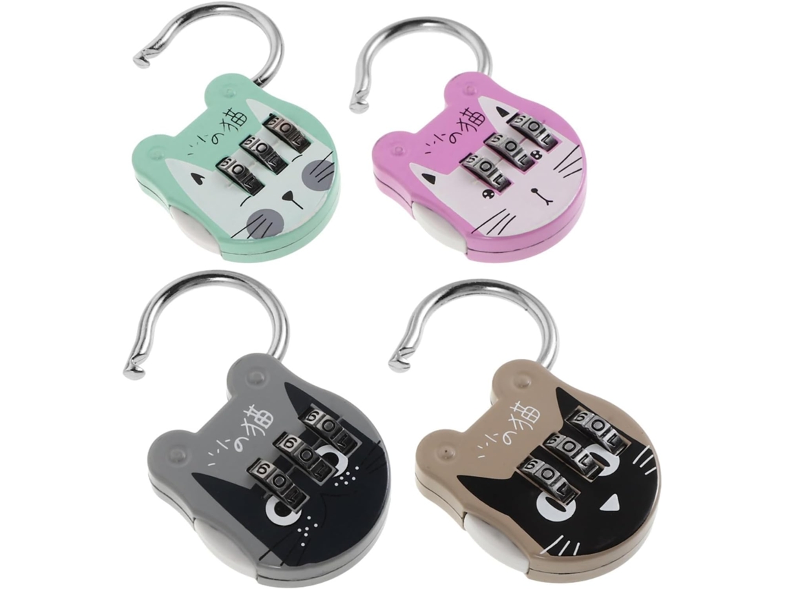 Conjunto De 4 Cadeados Digitais Miniatura Com Senha Reconfigurável,
