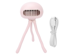 Ventilador Portátil para Carrinho de Bebê Usb Octopus Rosa Bateria Operada