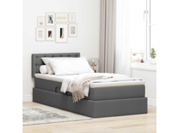 Vidaxl Cama Com Arrumação E Colchão Cinza Escuro 90 X 200 Cm Veludo