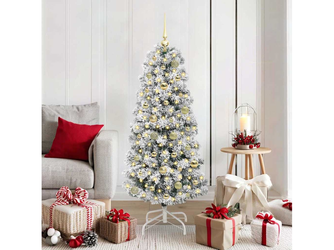 Vidaxl Árvore De Natal Articulada Artificial Verde E Branco 150 Cm