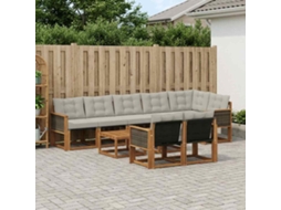 Vidaxl Conjunto De Sofás Para Exterior 9 Pcs Natural E Cinzento-claro