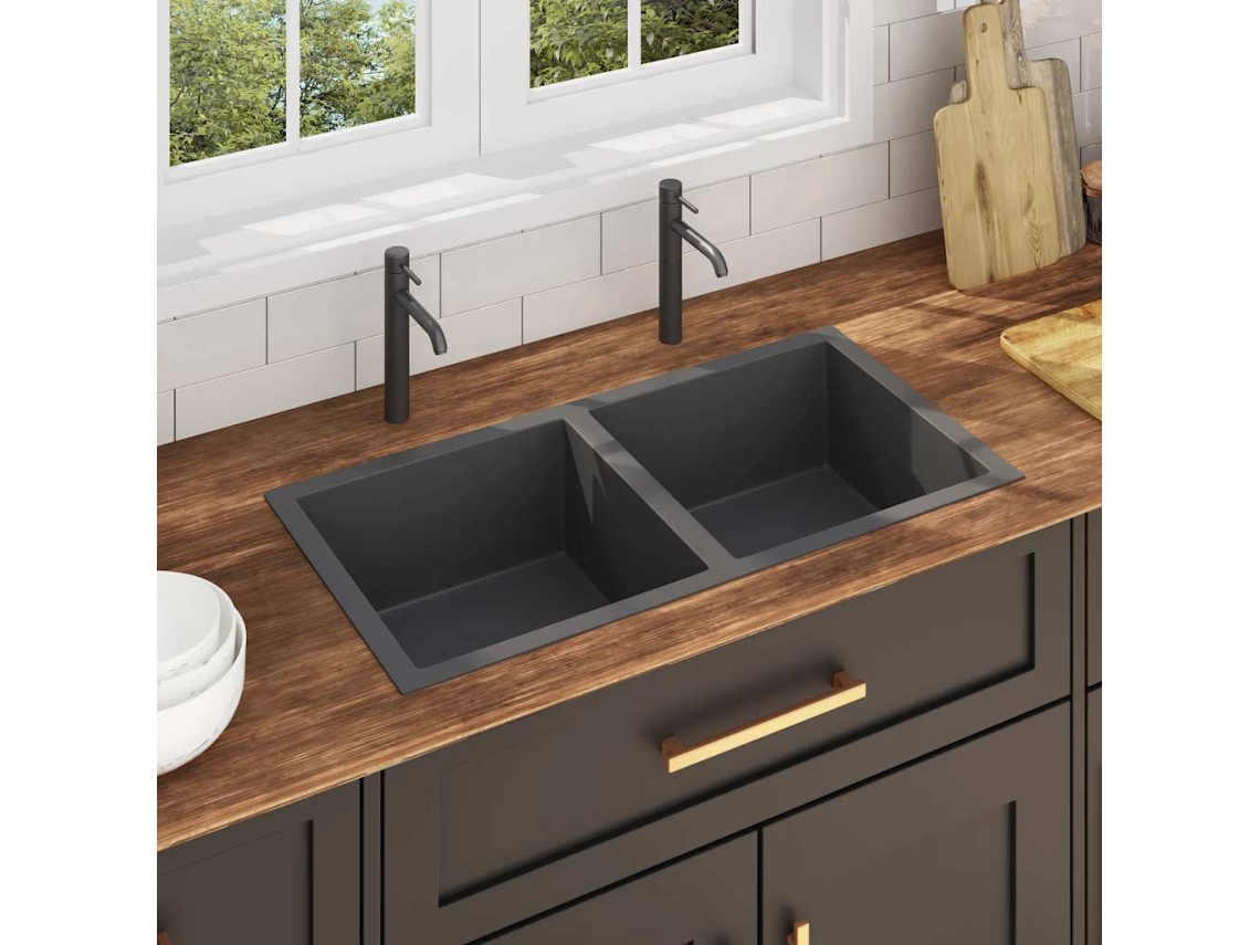 Vidaxl Lava-louça De Cozinha Artesanal Aço Inoxidável Preto