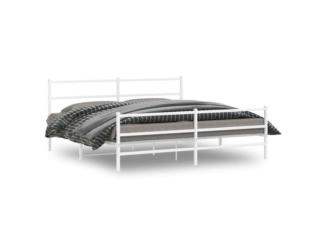 Estrutura de Cama com Cabeceira e Pés Metal Branco MAISON EXCLUSIVE 183x213 cm