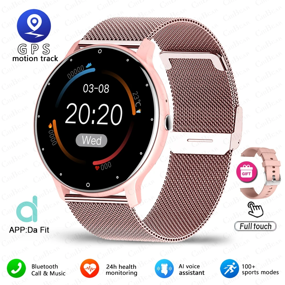 (pink Net) Smartwatch Com Tela Sensível Ao Toque Completa, Relógio Esportivo Para Fitness, À Prova D'água, Bluetooth, Android, Ios