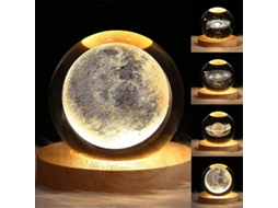 Luminária de Mesa em Formato Bola Cristal 3d com Galáxia, Sistema Solar e Planetas, com Suporte BRILVIBERA