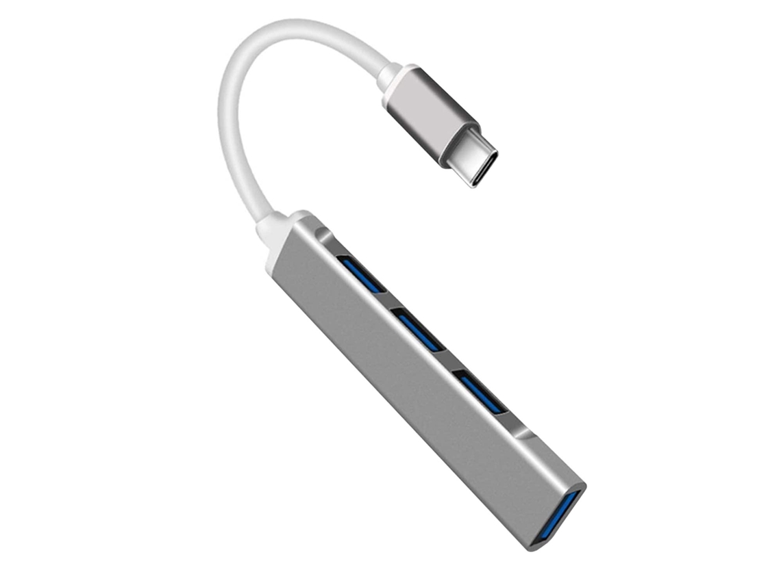 Hub Usb C Com 4 Portas Prata Brilvibera