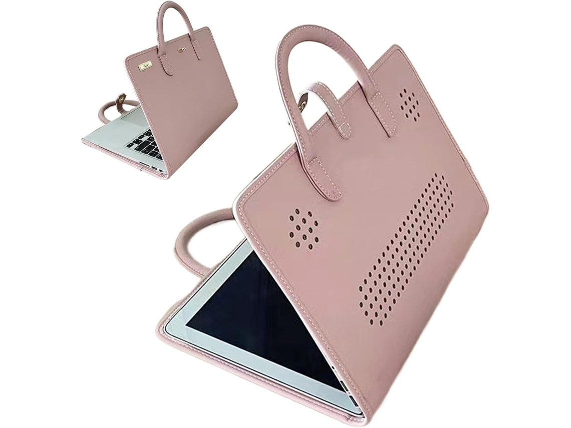 Bolsa para Laptop em Couro Pu Rosa, Compatível com Notebooks de 14, 17x9, 45x1 e 18 Polegadas, À Prova D'água. SFUSHOS
