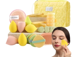 Kit De Maquiagem | Kit De Cosméticos De Viagem Com Esponja E Acessórios | Acessórios Para Iniciantes Gokoco